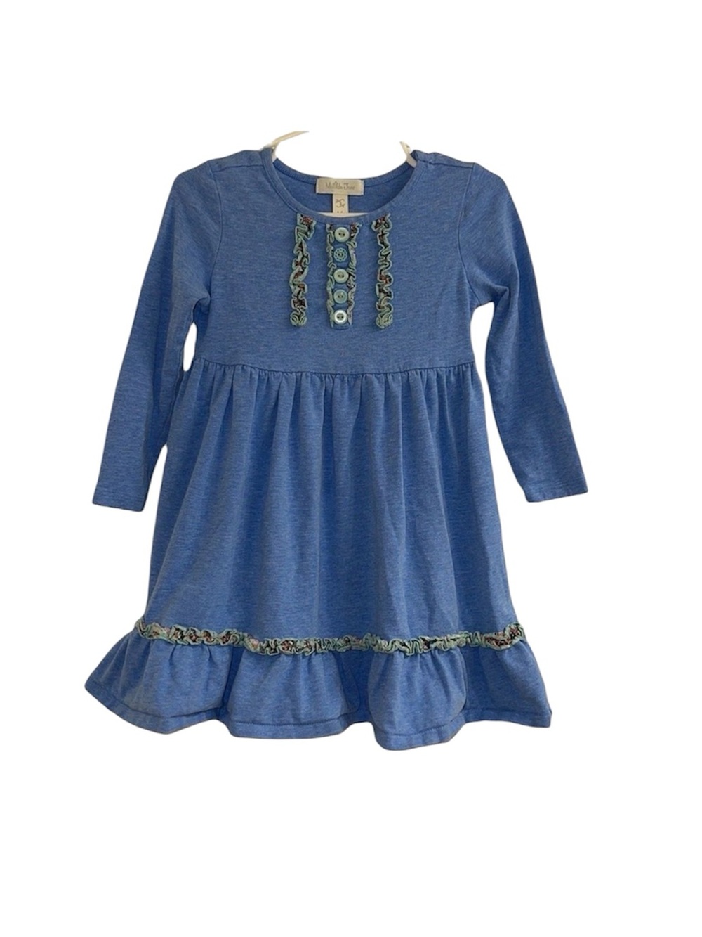Matilda Jane Lap Dress Size 2 Caitlin Blue Ruffles Long Sleeve